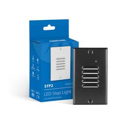 Stp2l120vbkpc Nicor 767706207095 Stp2 Vertical Louvered Black Led Step Light With Photocell