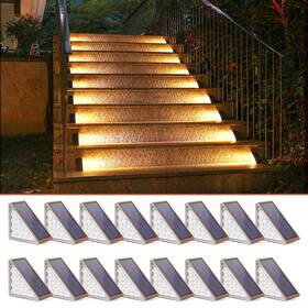 Ip67 Niorsun 725889652910 Solar Step Lights 16 Pack Warm White Outdoor Powered Waterproof Auto