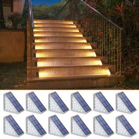 Ip67 Niorsun 736091741095 Solar Stair Lights Outdoor Waterproof 12 Pack Warm White Step Out