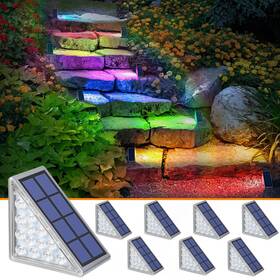 Niorsun 736091741156 Solar Step Lights 8 Pack Rgb Solid Color