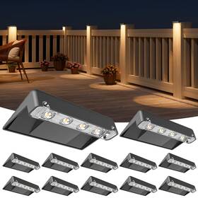 Hwl666-f Niorsun Solar Deck Lights Outdoor 12 Pack Ip65 Waterproof Large Size Led Sta
