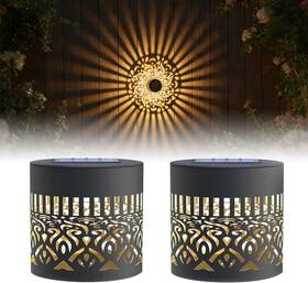 Nobrand 711181174564 Solar-powered Metal Mandala Lights For Outdoor Garden And Patio Decor - 2 Pack