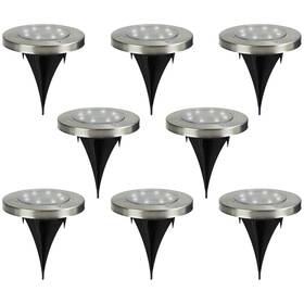 35644049 Northlight Set Of 8 Stainless Steel Round Solar Powered Led Pathway Markers 5 Inch