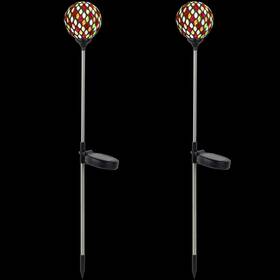 35644050 Northlight Set Of 2 Mosaic Stained Glass Solar Powered Led Pathway Markers 30 Inch