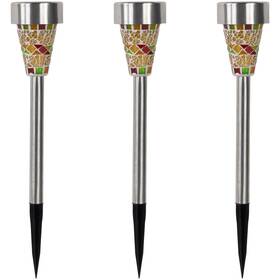 35644052 Northlight 3 Red Mosaic Stained Glass Solar Powered Led Pathway Markers 15.5 Inch