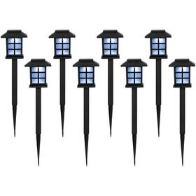35644056 Northlight Set Of 8 Black Lantern Style Solar Powered Led Pathway Markers 14.25 Inch