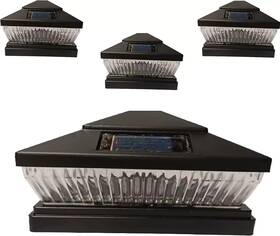 Ntertainment House 790910819204 4 Pack Solar 4x4 Fence Post Cap Light With Five Led Bulbs Black Garden