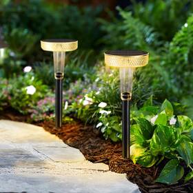 H15.35 Nurluce 717073193378 Solar Pathway Lights Outdoor 2pack Warmwhite D4.95 Inch 800mah R