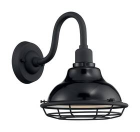60-7001 Nuvo Lighting - Newbridge 1 Light 12 Inch Gloss Black And Silver Outdoor Wall Fixture