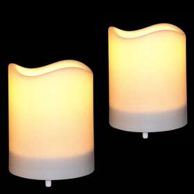 Octmustard 744759610980 Set Of 2 Solar Flickering Flameless Pillar Candles - 3x4 Inch Waterproof