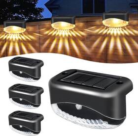 Bd-huxing.4 Okaygoo 4 Pack Solar Fence Lights Outdoor Led Garden Step Waterproof Warm White