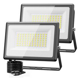 Olafus 795274855929 2 Pack 60w Led Flood Light Outdoor 6000lm Super Bright Work Lights Plug