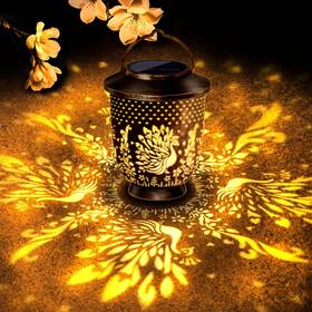 Ovg-yy-505 Ollivage Peacock Solar Flickering Lantern Outdoor Waterproof Hanging Li