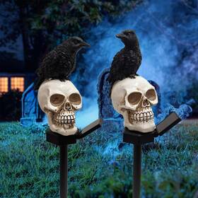 Omraytu 614141687848 2 Pcs Halloween Pathway Lights Outdoor Solar Skull Garden Stake Waterpro