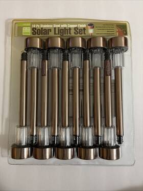 60560 One Stop 10 - Copper Stainless Steel Solar Powered Garden Pathway Landscape Nite Lights
