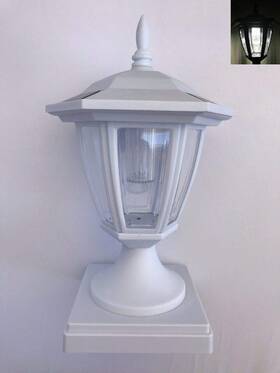 Af30wh-5 Online Warehouse Outdoor Garden Set Of 2 Solar White Finish Color Hexagon 5 Inch X5 Fence Post Cap Li