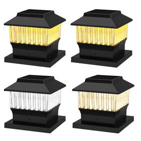 Os0214-08 Onlsity 4-pack Solar Post Cap Lights Outdoor 50 Lumen 3-color Adjustable 3000k/4000