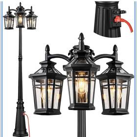 P8605-e-l3 Opaxis Lighting Hardwired Outdoor Lamp Post Light With Outlet Black Dusk To Dawn #203