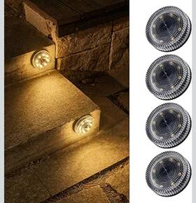 Opo202502284 Opoira Glass Solar Deck Lights With Ray Style Modular-design Waterproof Outdoor 4pk
