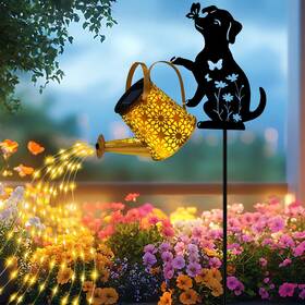 Ostritec 445033045094 Solar Lights Outdoor Decorative Watering Can With Cascading Dog Si