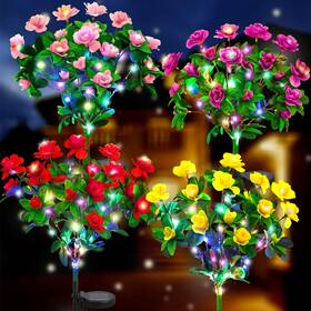 Hd-240-1-d Ouddy Decor 4 Pack Solar Garden Lights Azalea Flowers With 56 Colorful Led Upgrade