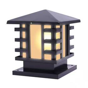 Oukaning 744759658050 1-light Black Modern Metal Hardwired Outdoor Waterproof Gate Post Light