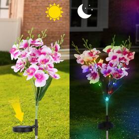 Ot243 Oumilen 2 Pack Solar Phalaenopsis Flowers Lights Design Upgraded Garden