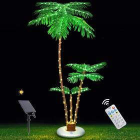 Wr-n6-yyz313 Ousheng Solar Lighted Palm Tree For Outside Patio 6ft 3 Trunks Outdoor Christ