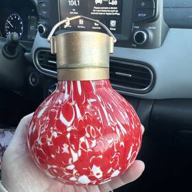 Lg-28-2 Outdoor Expressions Hand Blown Glass Solar Hanging Globe Red And White