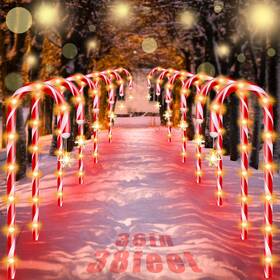 Cl12rsn24 Ovvnyxe 36 Inch Outdoor Christmas Decorations Auto Timer Real 30 Candy Cane Lights