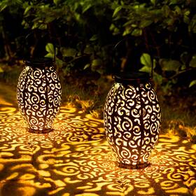 D80-2052n-03-us Oxyled Solar Lanterns Outdoor Waterproof 2 Pack Garden Led Hanging Lante