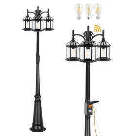 Papo075ab1 Partphoner Dusk To Dawn Outdoor Lamp Post Light With Gfci Outlet Triple Head Aluminum S