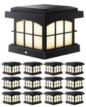 Papo082abc Partphoner Rgbcw Solar Post Cap Lights 12-pack 9 Colors 3 Modes Fence Lig