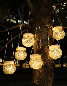 Paso052aw6 Partphoner Solar Lantern Lights Outdoor Waterproof 6-pack Powered Hanging L