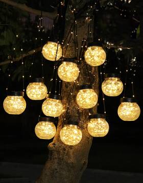 Paso065abc Partphoner Solar Lights Outdoor Waterproof 12-pk Powered Hanging Lantern