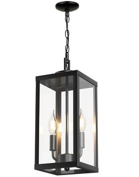 Str-cl-002 Partphoner Modern Outdoor Pendant Light With Dual E12 Base Socket Matte Black Chandelie
