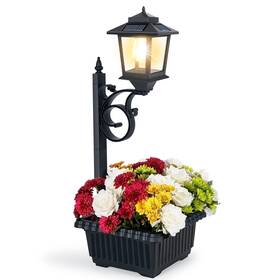 Pasamic 810166821995 Outdoor Flower Pots 2 In 1 Planter Solar Lamp Post Lights