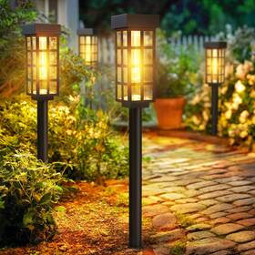 Pasamic 810166825764 24 Inch Solar Pathway Lights Outdoor 8 Pack Bright Garden Light With Aut