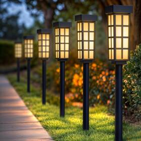 Pasamic 810166825788 24 Inch Solar Pathway Lights Outdoor 8 Pack Bright Garden Light With Auto On/off