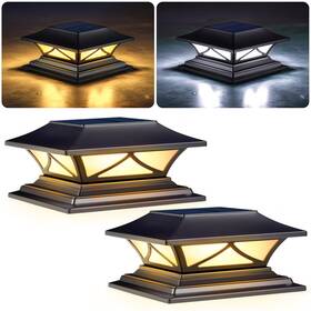 Pasamic 810166826464 Tsolar Post Cap Lights 2 Pack Solar Outdoor Waterproof With