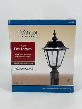 3563379 Patriot 627442005914 Lighting Post Lantern 1 Light Savannah Black Clear Beveled Glass