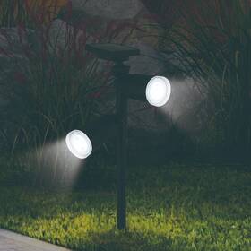 Patriot Lighting Moeli1769g 24 Inch Black Solar Led Dual Spotlight Landscape Light Adjustable Swivel Head