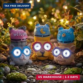 Pearlstar 760701190522 3 Pack Solar Lights Outdoor Garden Statues Resin Animal With Welcome S