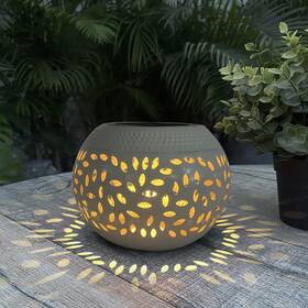Pearlstar 760701204335 Solar Table Light Outdoor Waterproof- Powered Led Lamp Hollowed-out Whi