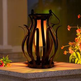 Pearlstar 760701525386 Solar Table Lantern Light Outdoor Dancing Flickering Flame Powered Wate