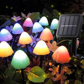 Pellimo 762917992112 Juego De 12 Luces Solares Jardin Hongos 2 Modos 14.5 Pies Funciona