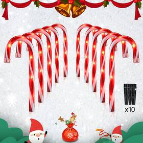 Perpaime 766445770686 10 Inch Christmas Candy Cane Lights - Set Of Pathway Markers Outdoor