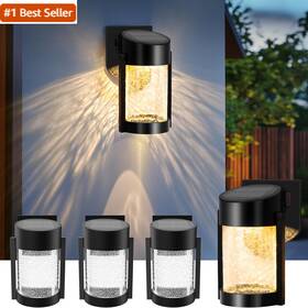 Ip65 Pevoros 9743 4 Pack Solar Wall Lights Outdoor Waterproof Light For Porch Fence S