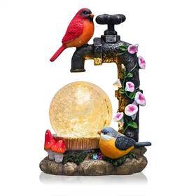 Phewnyzo 313091239205 4.3 Inch X 5.5 8.3 Red Cardinal Bird Statues With Outdoor Solar Lights