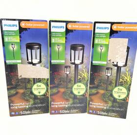 590034 Philips Reina Outdoor Solar Led Path Light Black 3-pack